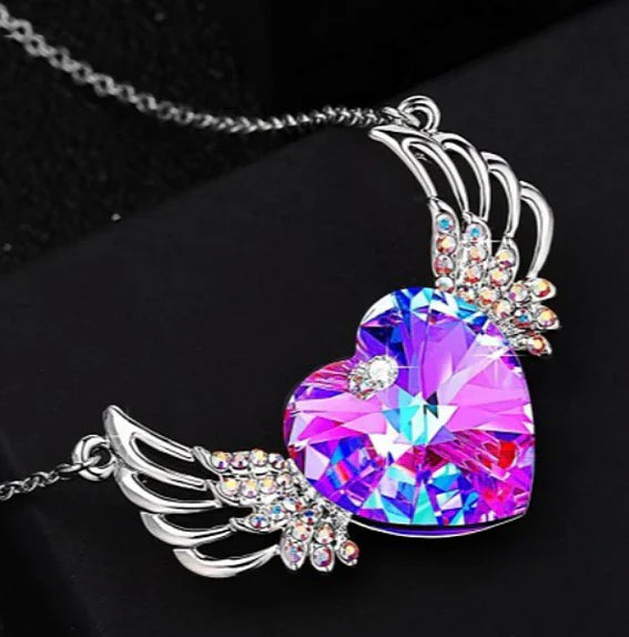 Fly High Angel Wing Heart Necklace