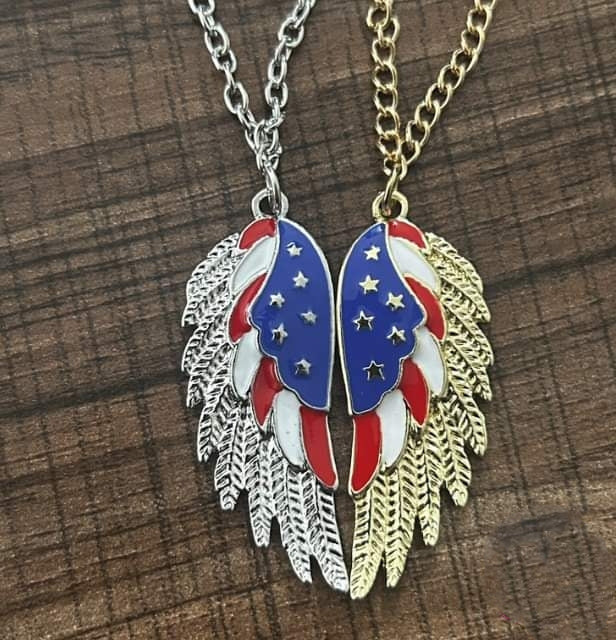 Patriotic Angel Wing Necklace Set