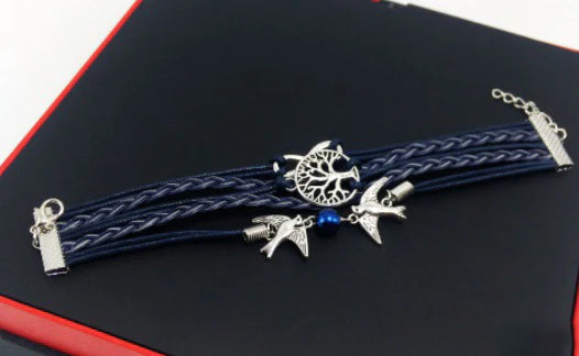 Multilayer Navy Tree of Life Bracelet