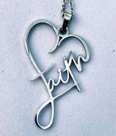 Stylized Faith Heart Necklace