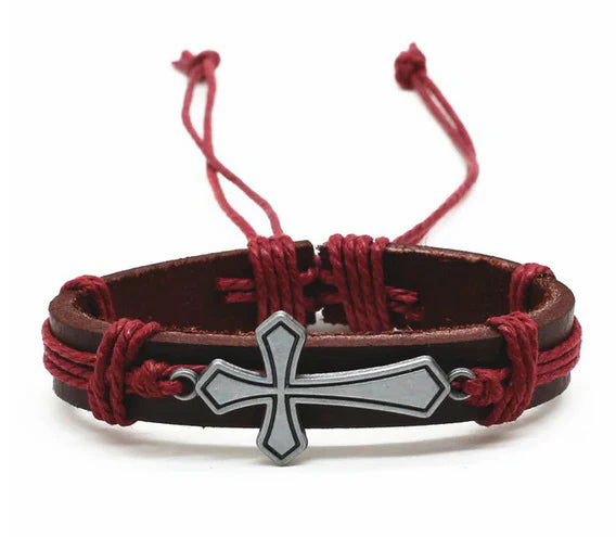 Cross Leatherette Bracelet