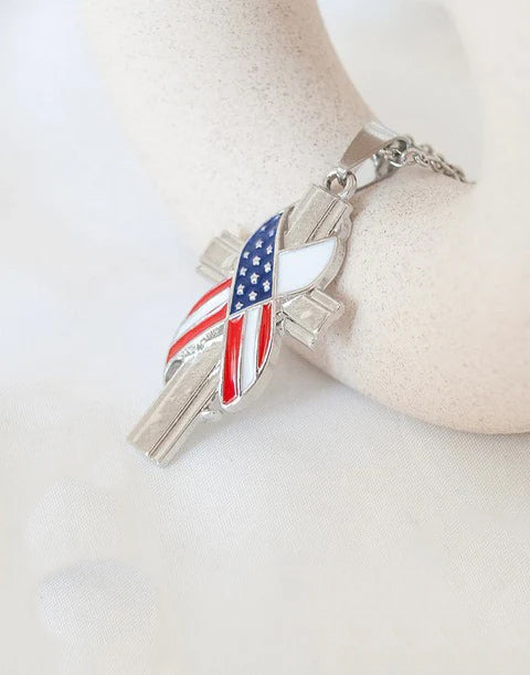 We Will Not Forget Fallen Patriots Cross Necklace