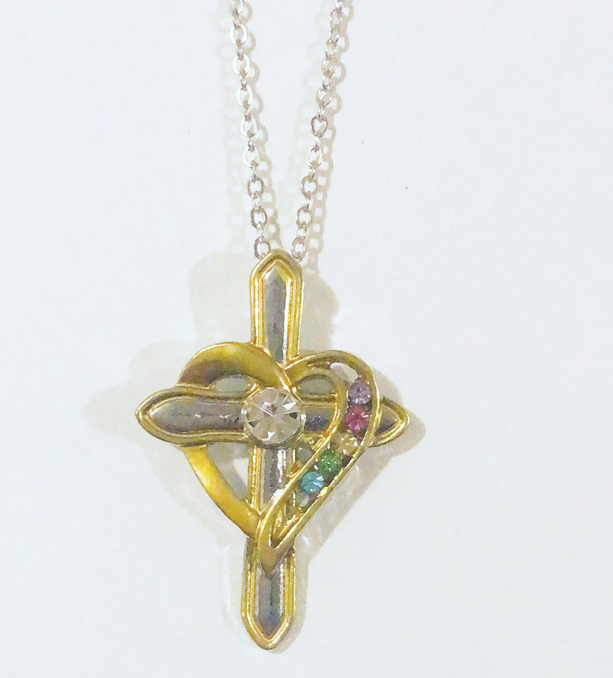 Hidden in my Heart Rhinestone Cross Necklace