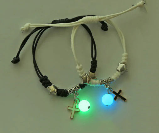Ivory Bracelet with Ebony Cross Glow in The Dark