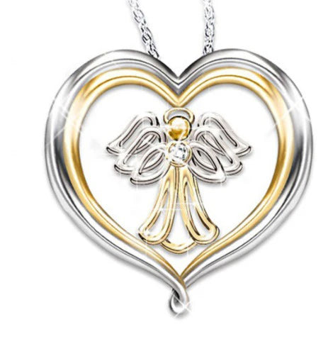 Guardian Angel Double Heart Necklace