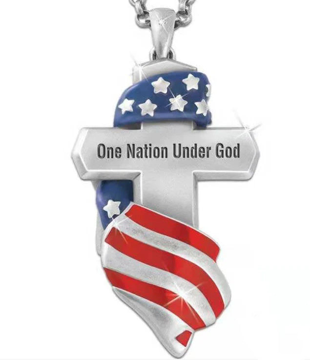 Patriotic One Nation Cross Necklace
