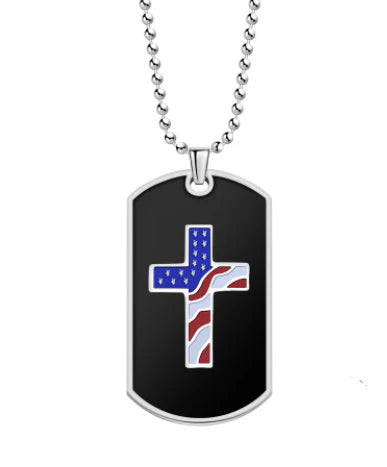 Cross Dogtag Flag Necklace