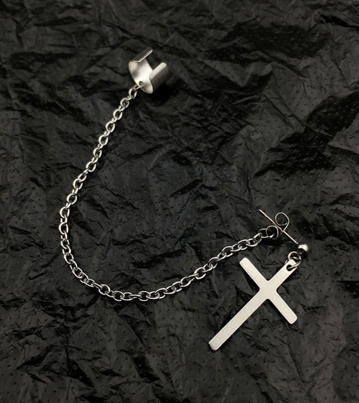 Cross Cuff Earring Post Stud