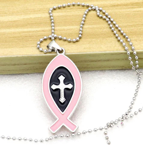 Jesus Fish (Ichthyus) Cross Necklace
