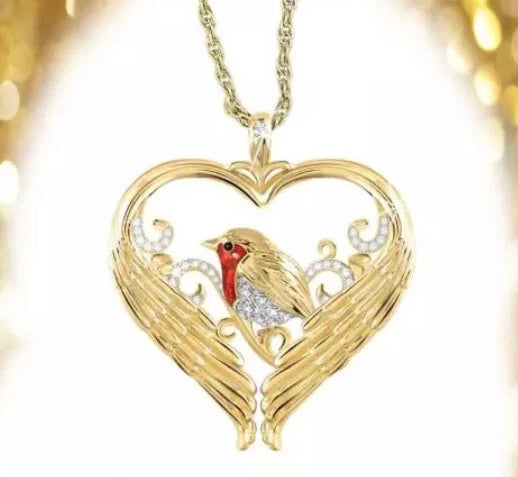 Angel Wings Bird Heart Necklace