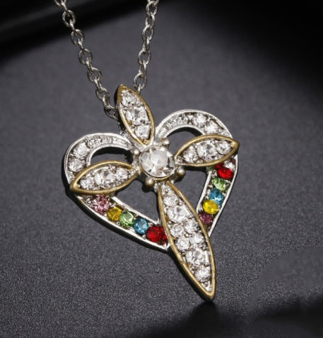 Multicolor Heart and Cross Necklace