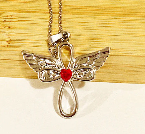 Infinite Love Cross Guardian Angel Necklace
