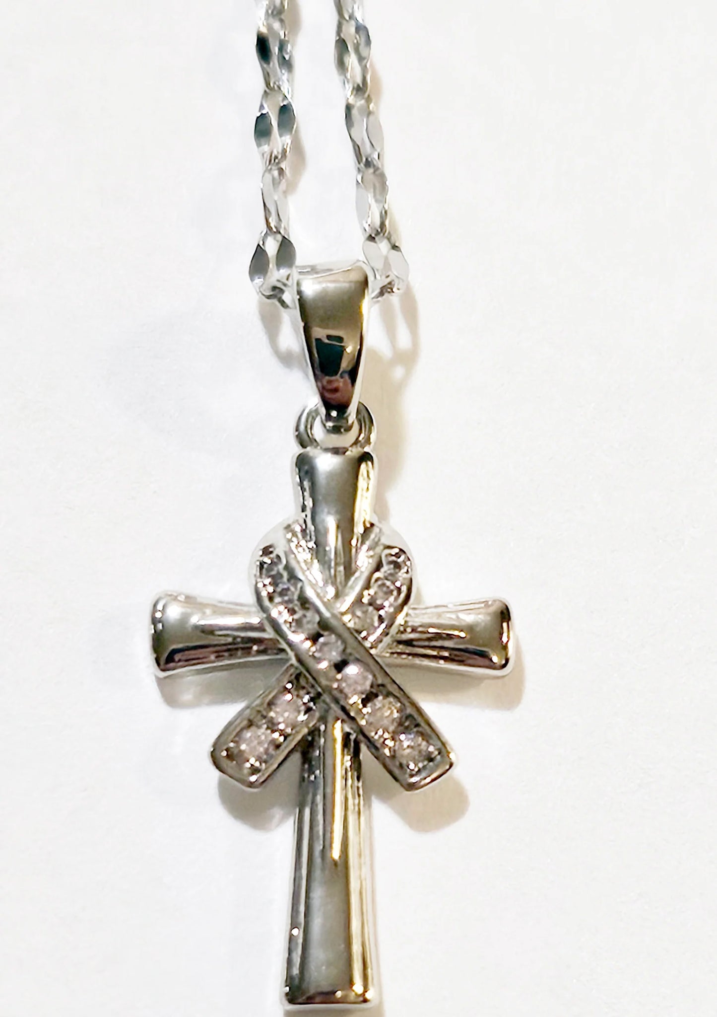 Intertwined Cross and Ribbon Necklace