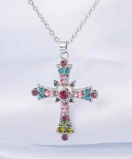 Multicolor Fancy Cross Necklace