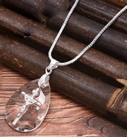 Crystalline Crucifix Necklace