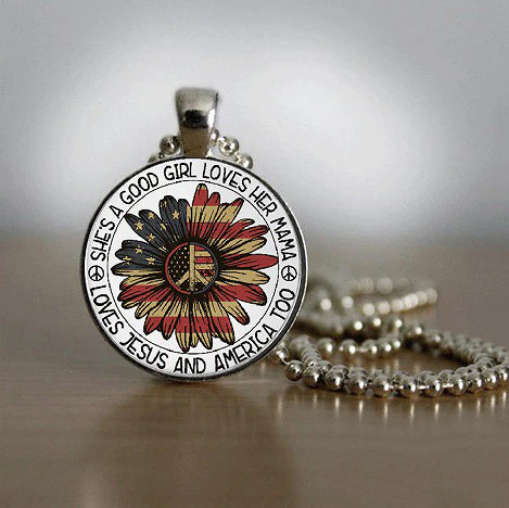 Retro Sunflower Flag Necklace