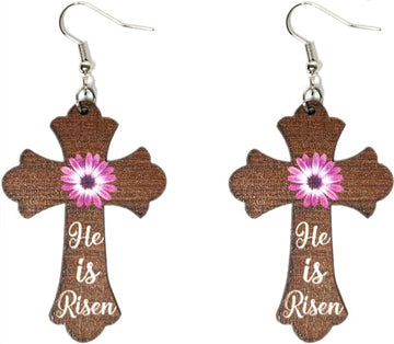 He Is Risen Cross Earrings
