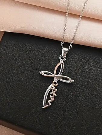 Silver and Gold Faith Cross Necklace