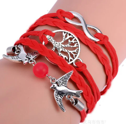 Multilayer Red Tree of Life Bracelet