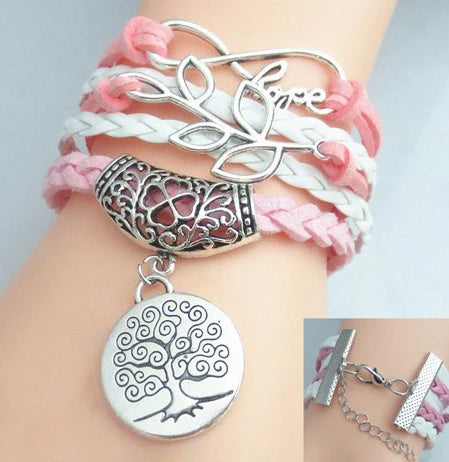 Multilayer Leatherette Tree of life Bracelet