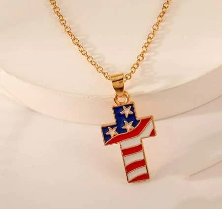 Stylized Miniature American Flag Necklace