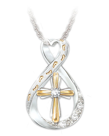 Footprints Heart Infinity Cross Necklace