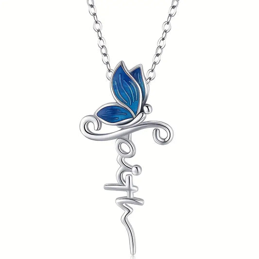 Stylized Butterfly Faith Necklace