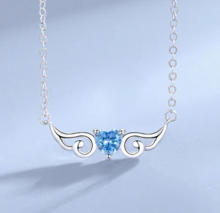 Arctic Blue Angel Wing Necklace