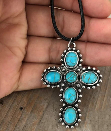 Turquoise Southwest Style Cross Necklace