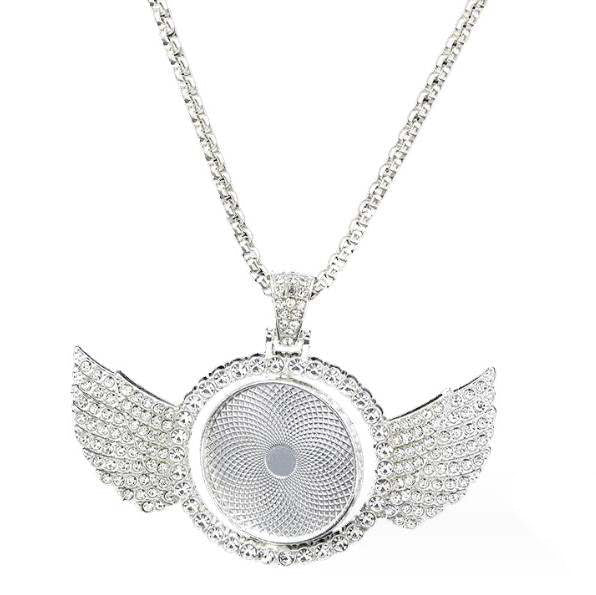 Rotating Angel Wings Custom Cabochon Necklace