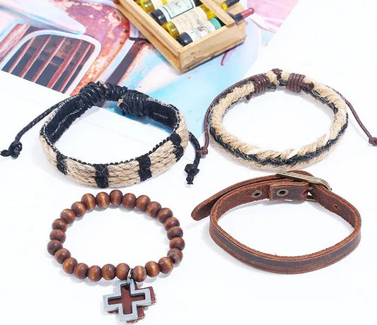 All Natural Cross Bracelet Set