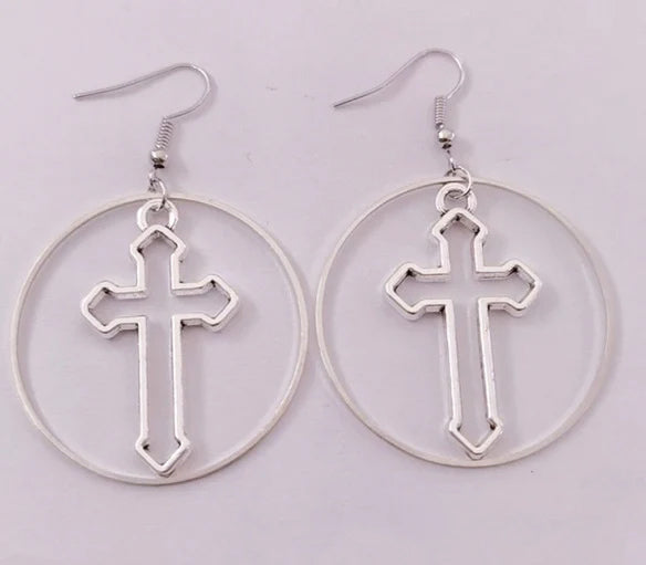 Cross Hoop Earrings