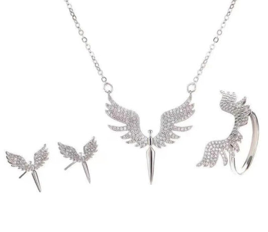 Angel 3-pc Set Necklace Earrings Ring